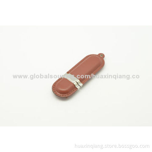 USB Flash Drive, Made of Leather Material with 128MB to 64GB Capacity, 5-year Warranty